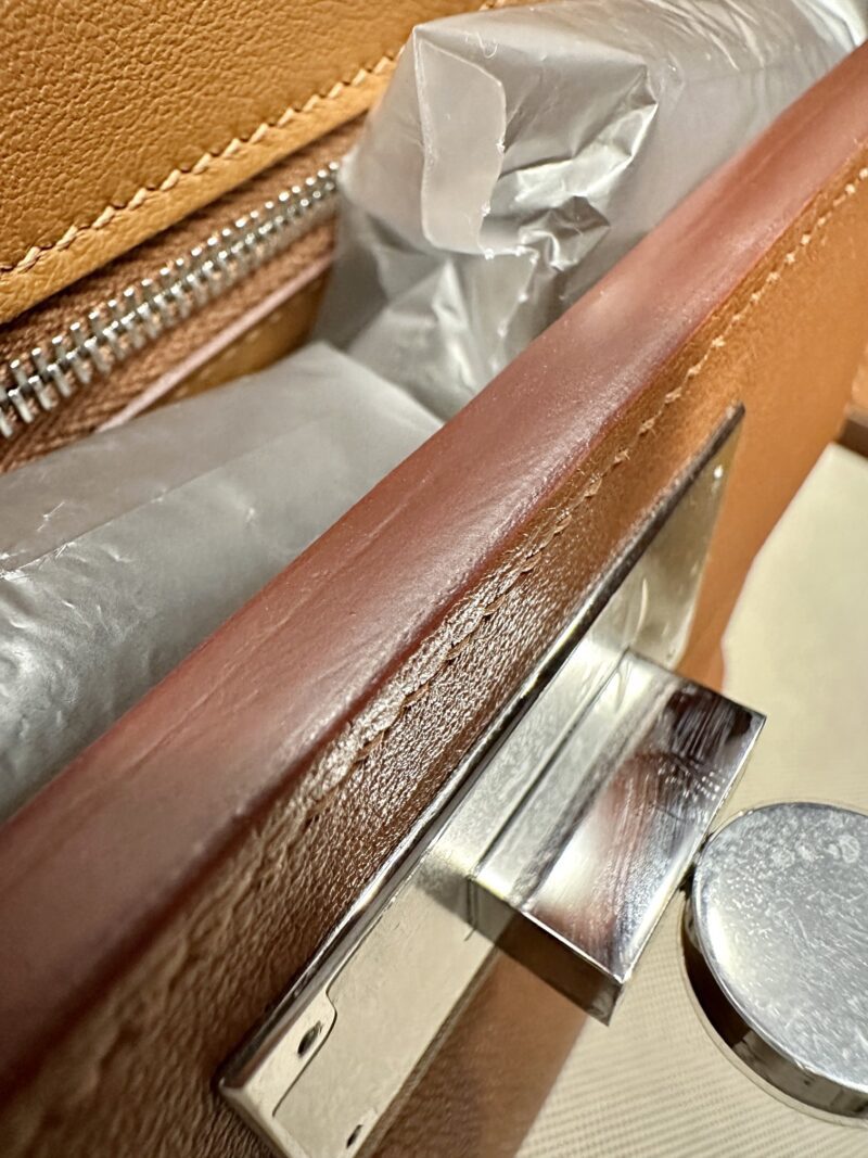 Hermès Mini Kelly 2424 Evercolor & Swift Gold Silver Hardware - Image 5