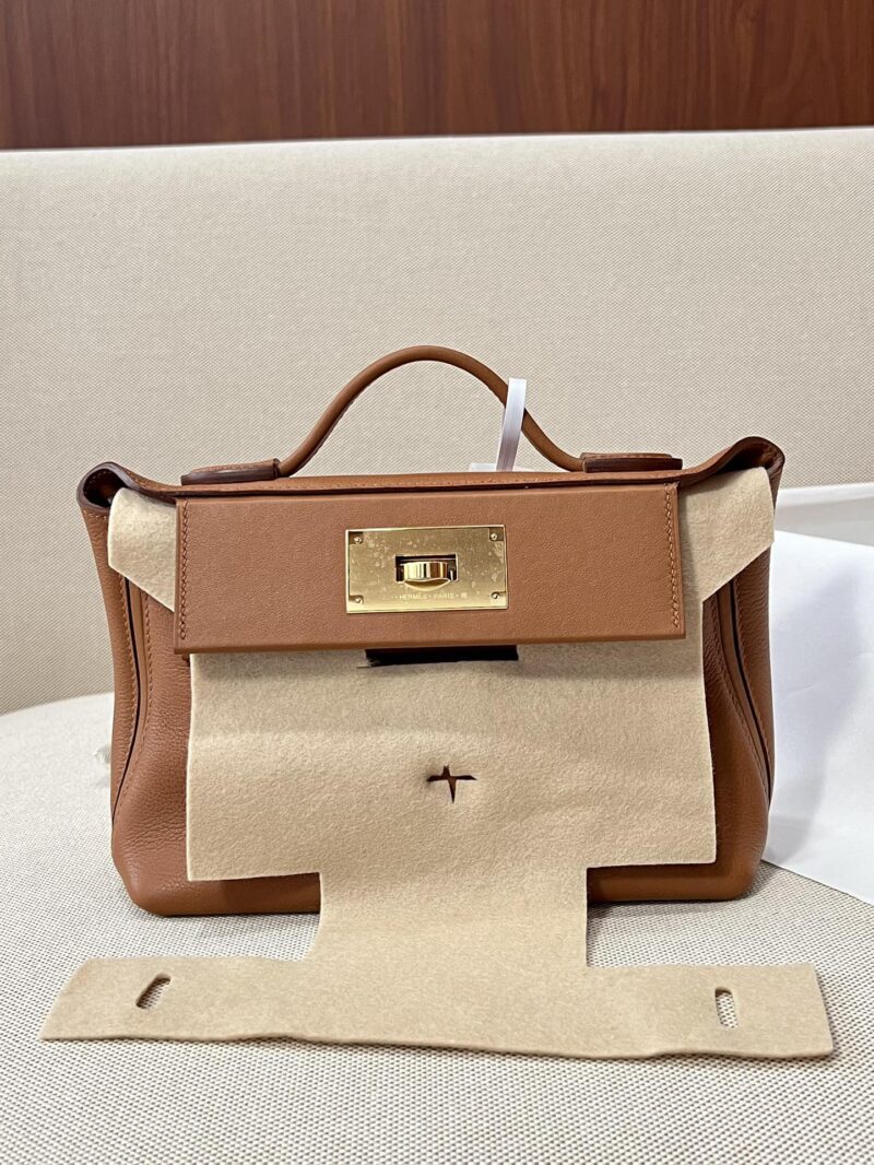 Hermès Mini Kelly 2424 Evercolor & Swift Gold Gold Hardware - Image 7