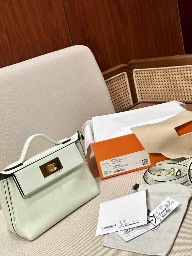 Hermès Mini Kelly 2424 Evercolor & Swift Vert Fizz Gold Hardware - Image 2