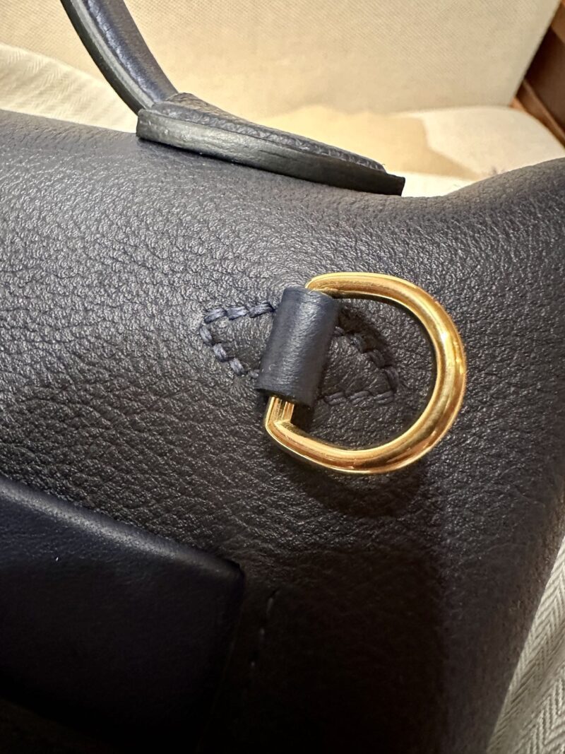 Hermès Mini Kelly 2424 Evercolor & Swift Blue Nuit & Blue Navy Gold Hardware - Image 10