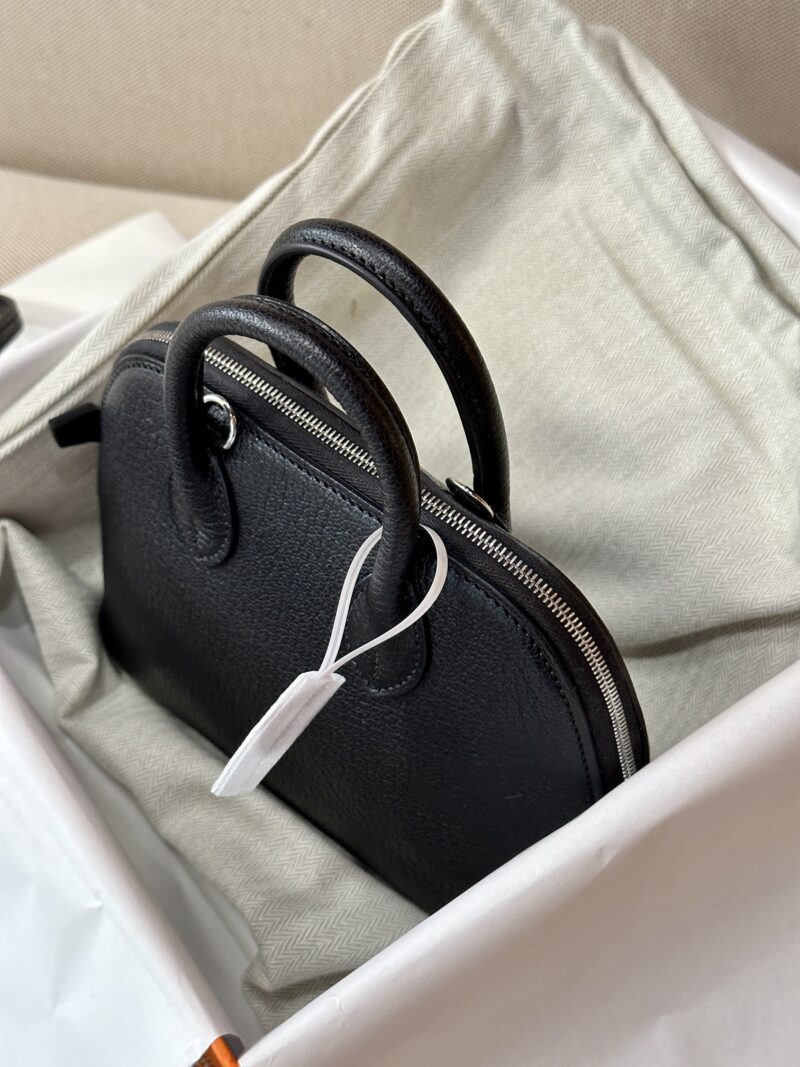 Hermès Mini Bolide 18 Chevre Noir Silver Hardware