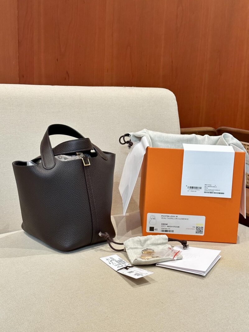 Hermès Picotin 18 Taurillon Clemence Ebene Gold Hardware