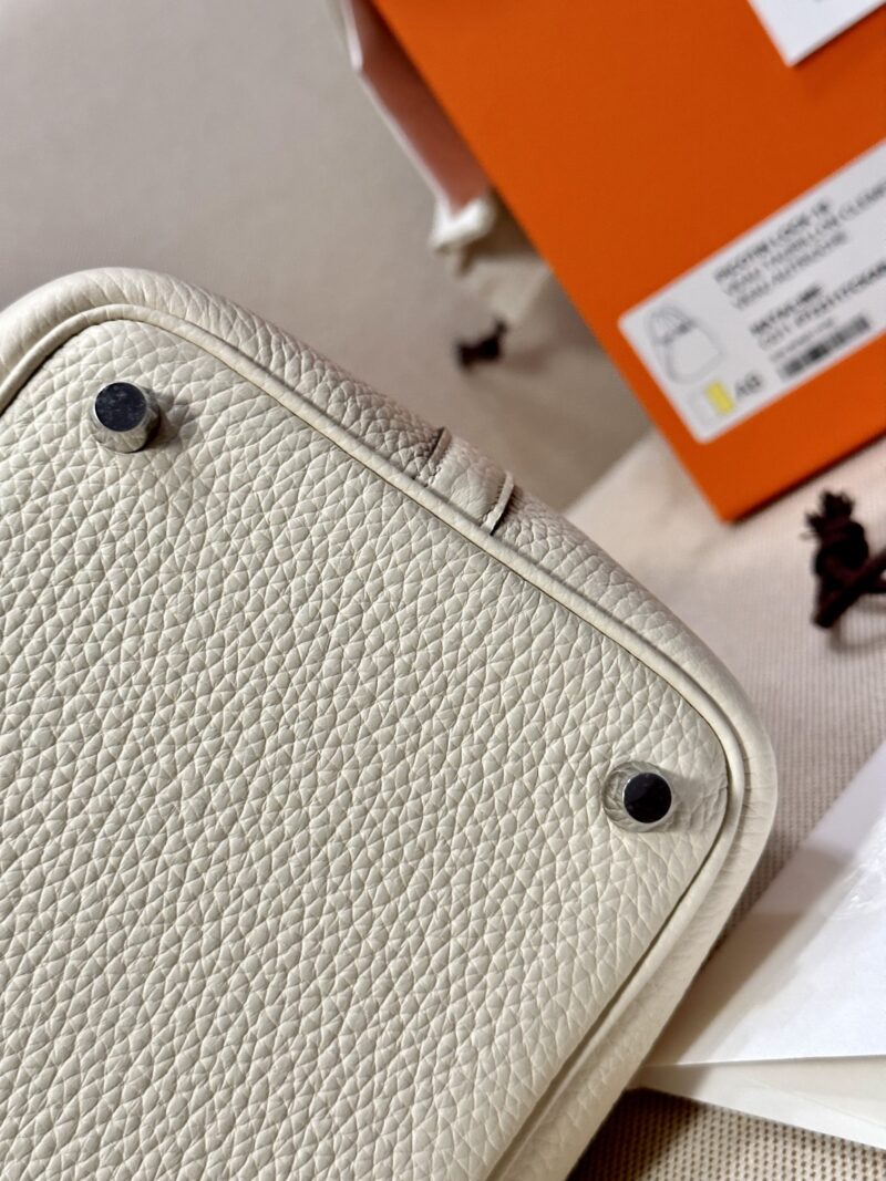 Hermès Picotin 18 Taurillon Clemence & Ostrich Nata & Lime Silver Hardware - Image 6