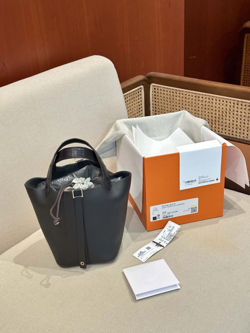 Hermès Picotin Touch 18 Taurillon Clemence & Matte Alligator Noir Gold Hardware