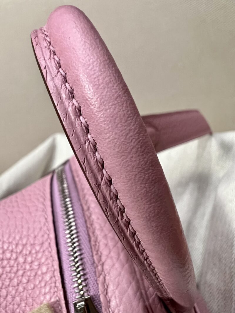 Hermès Mini Lindy 20 Taurillon Clemence Mauve Sylvestre Silver Hardware - Image 8