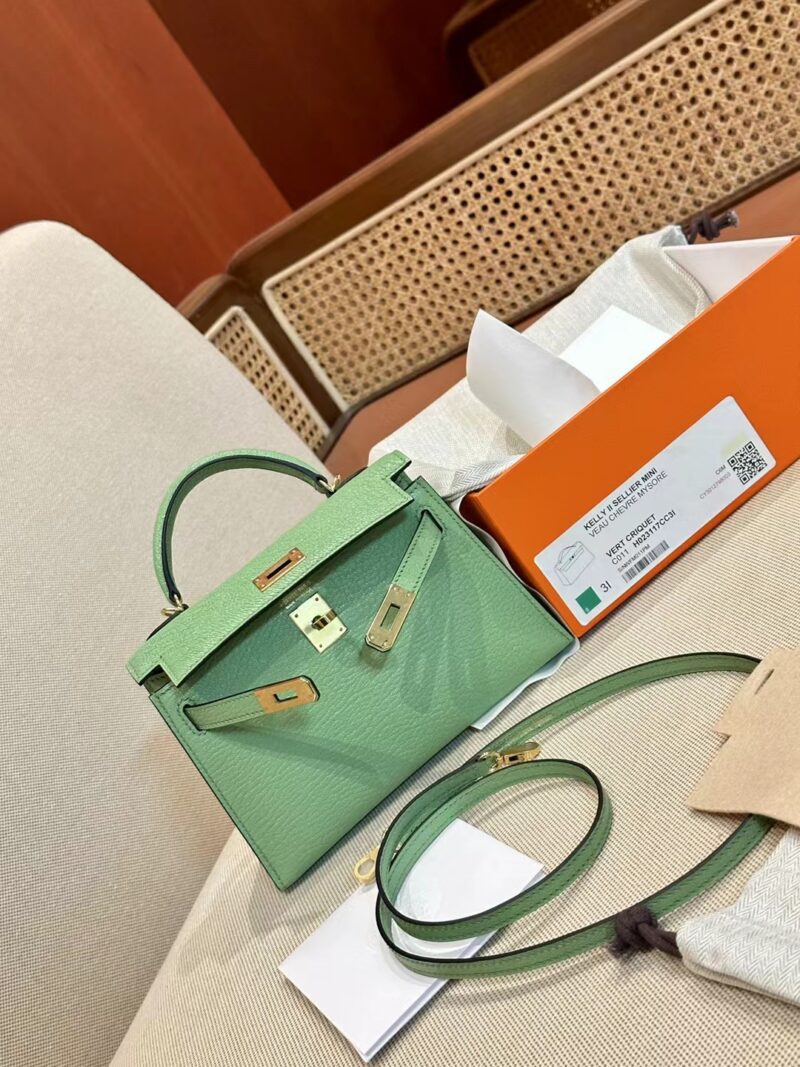 Hermès Mini Kelly 19 Chevre Criquet Gold Hardware - Image 5
