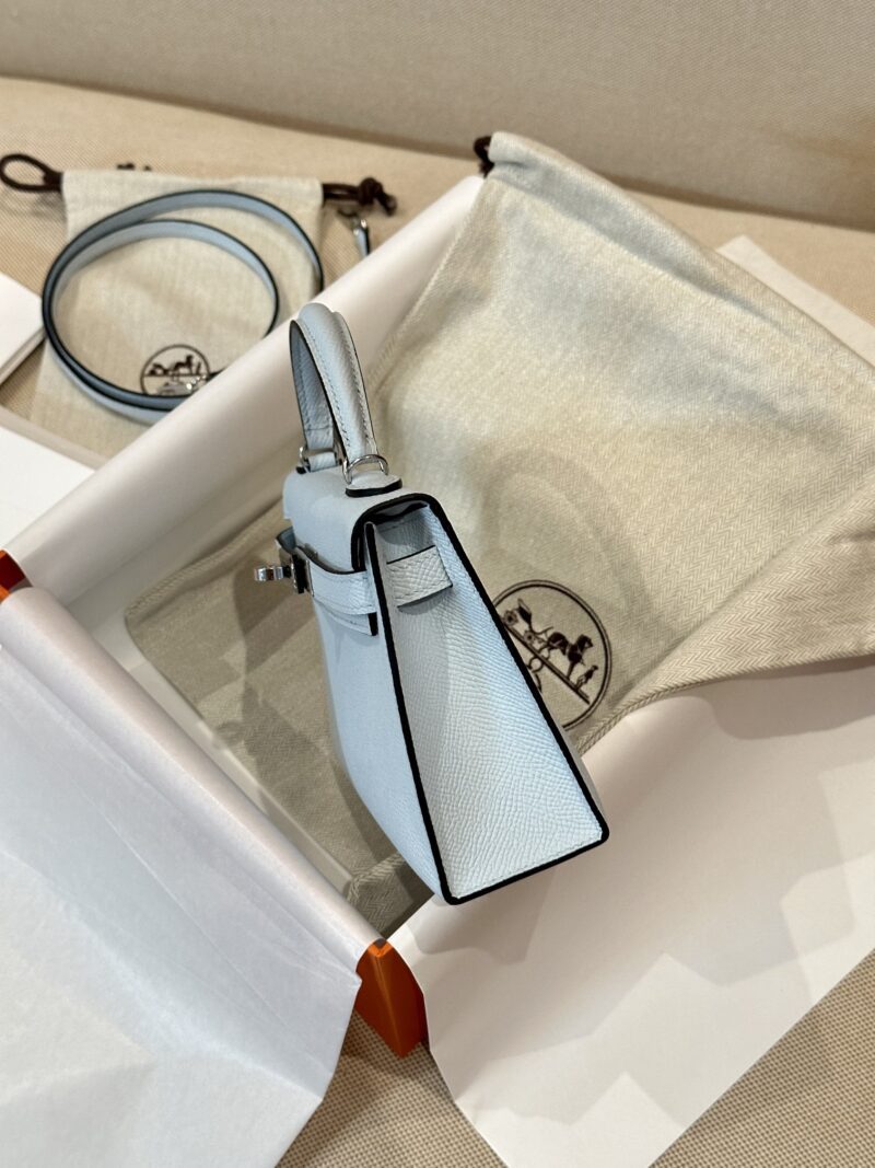 Hermès Mini Kelly 19 Epsom Blue Brume Silver Hardware - Image 5