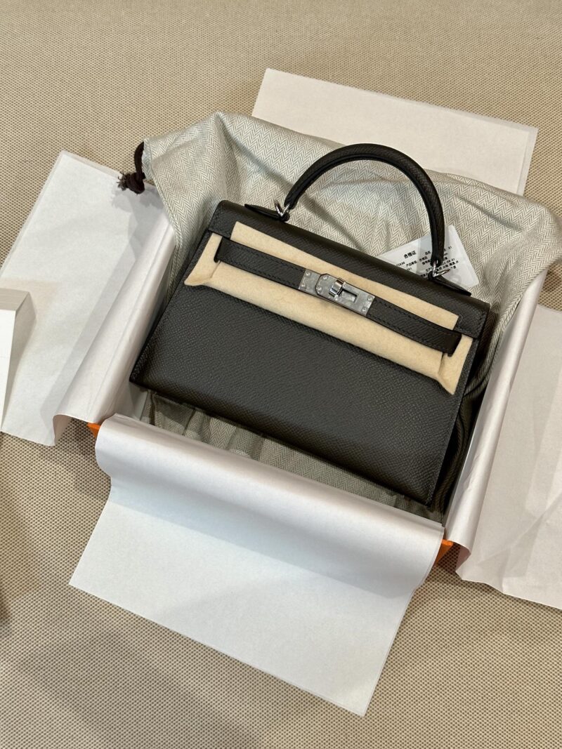 Hermès Mini Kelly 19 Epsom Gris Graphite Silver Hardware