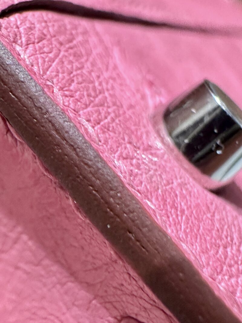 Hermès Mini Kelly Ostrich Rose Bubble Silver Hardware - Image 14
