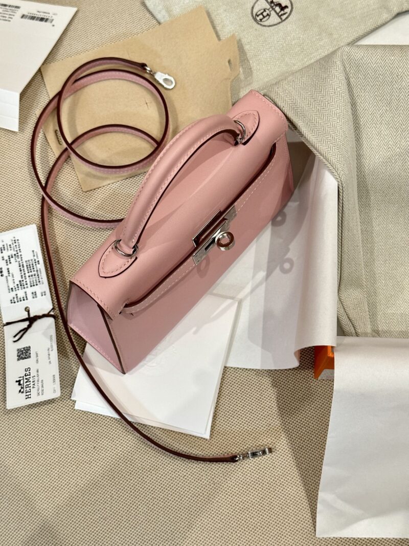 Hermès Mini Kelly Swift Rose Sakura Silver Hardware - Image 3