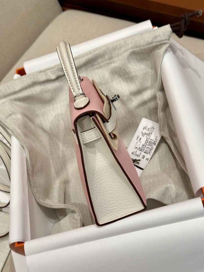 Hermès Mini Kelly 19 Chevre Rose Sakura & Nata Silver Hardware - Image 7