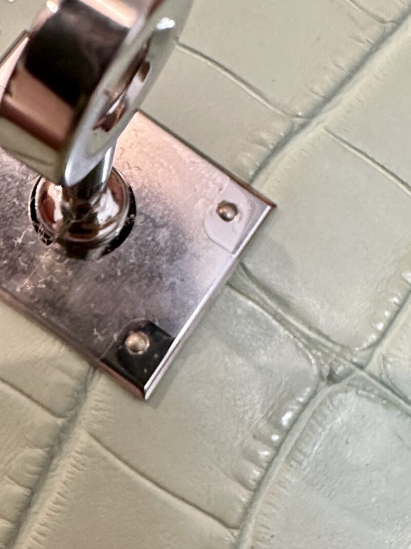 Hermès Mini Kelly 19 Matte Crocodile Vert D'eau Silver Hardware - Image 8