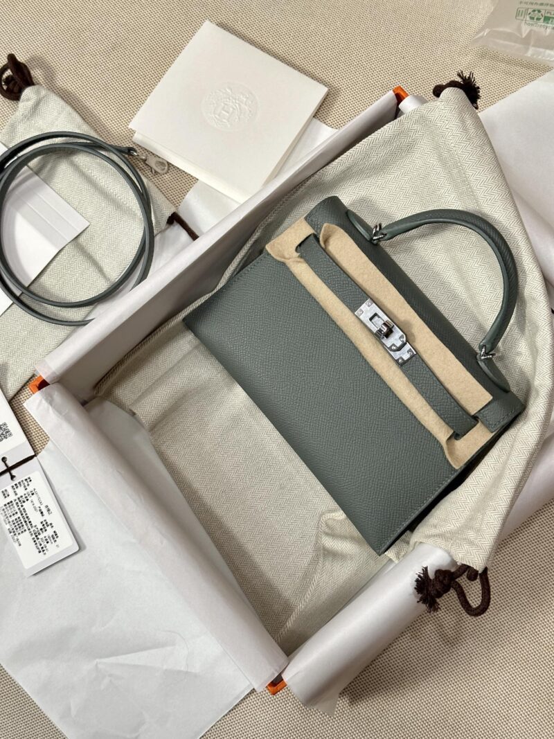 Hermès Mini Kelly Epsom Vert Amande Silver Hardware