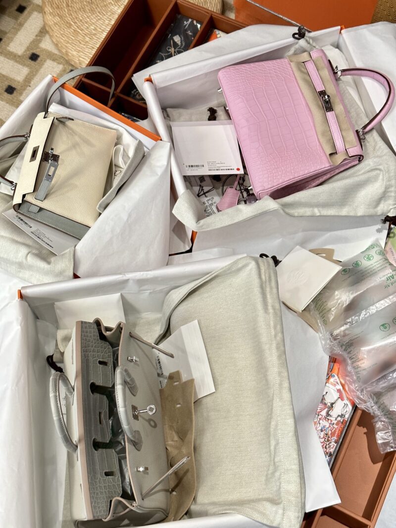 Hermès Kelly 25 Matte Alligator Pink Silver Hardware - Image 10