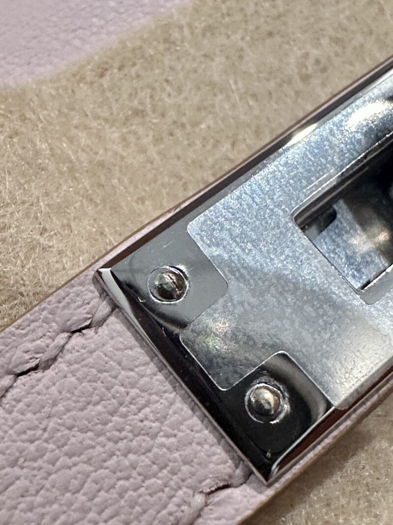 Hermès Kelly 25 Swift Mauve Silver Hardware - Image 11