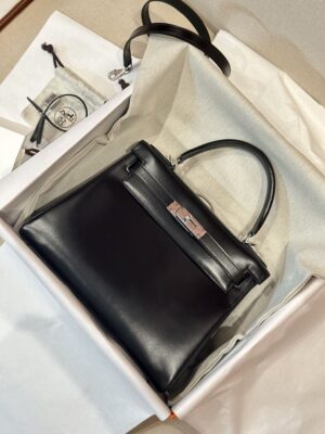 Hermès Kelly 28 Box Noir Silver Hardware