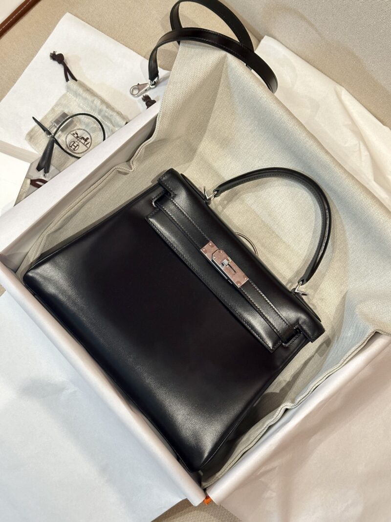 Hermès Kelly 28 Box Noir Silver Hardware