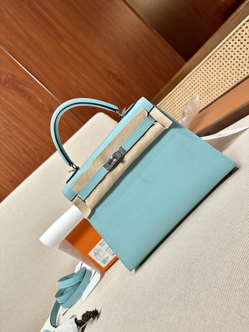 Hermès Kelly 25 Epsom Atoll Silver Hardware - Image 3