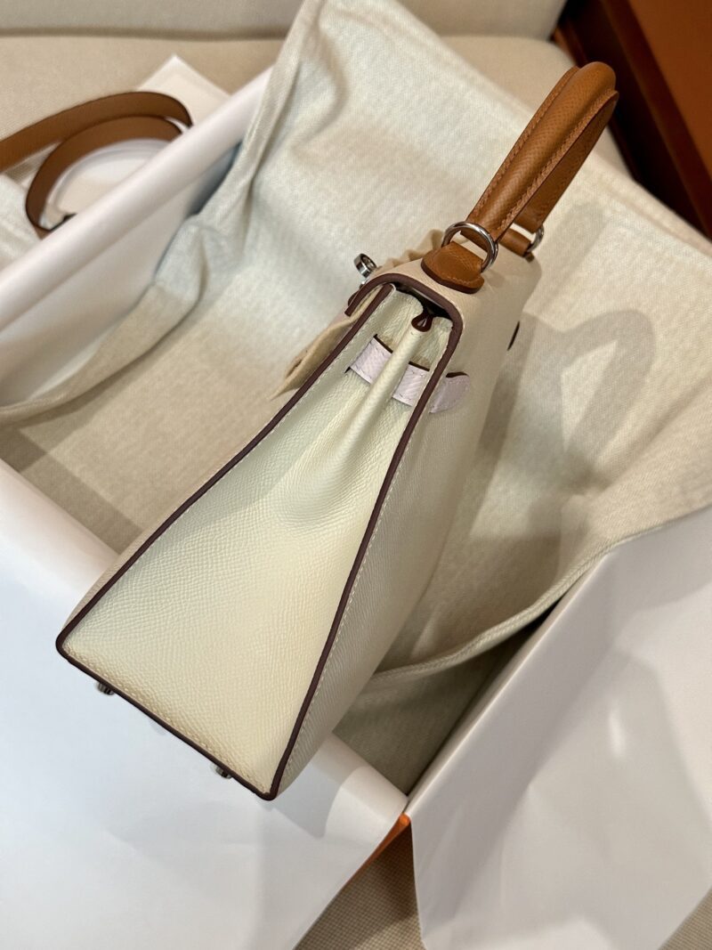 Hermès Kelly 25 Epsom Craie, Mauve Pale Silver Hardware - Image 10