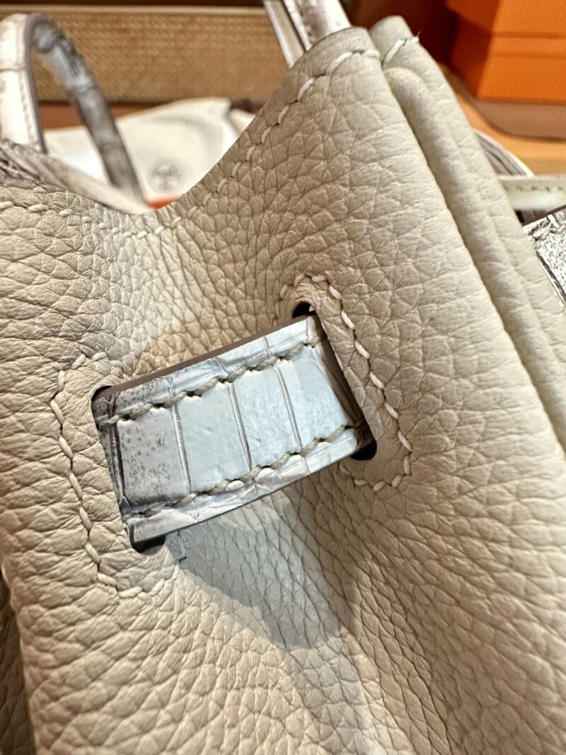 Hermès Birkin 25 Himalaya, Craie Crocodile, Togo Palladium Hardware - Image 9