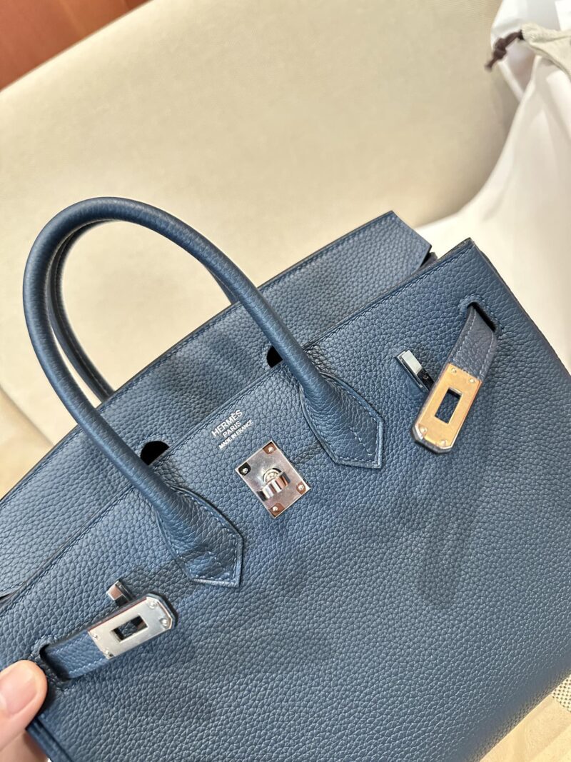 Hermès Birkin 25 Blue De Prusse, Silver Togo Palladium Hardware - Image 7