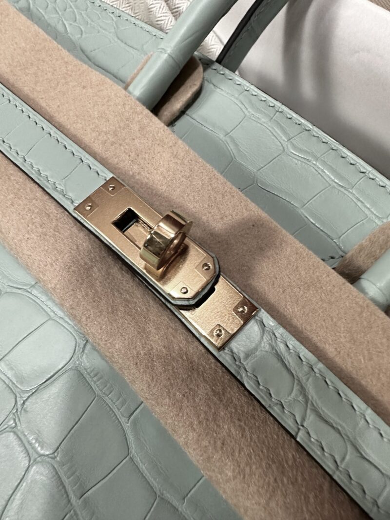 Hermès Birkin 25 Vert D'eau Matte Crocodile Gold Hardware - Image 10