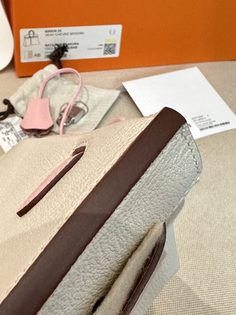 Hermès Birkin 25 Nata, Rose Sakura Chevre Palladium Hardware - Image 7