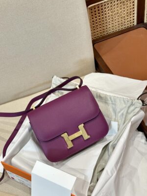Hermès Constance 19 Anemone, Gold Evercolor Gold Hardware
