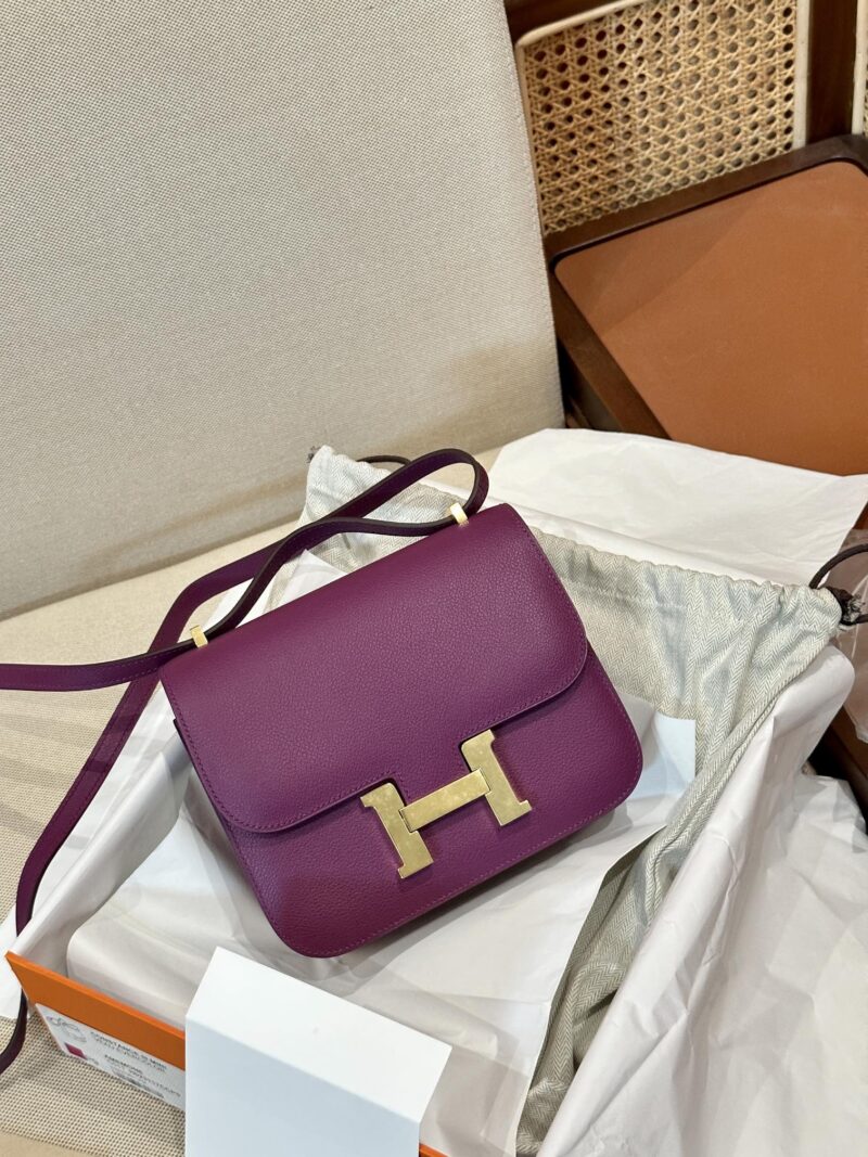 Hermès Constance 19 Anemone, Gold Evercolor Gold Hardware