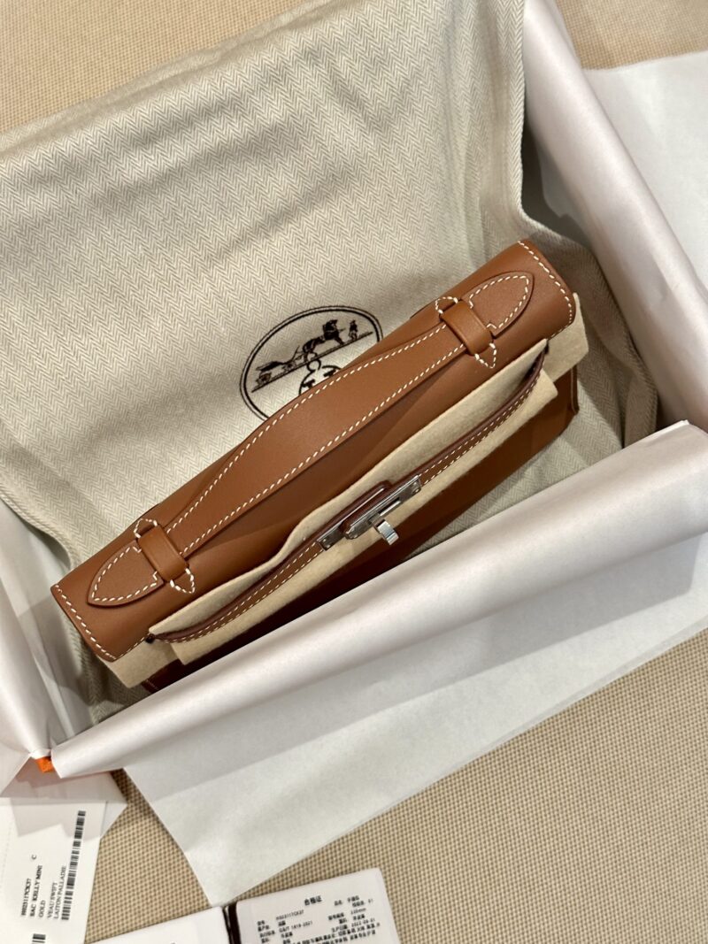 Hermès Kelly Pochette Gold, Silver Swift Palladium Hardware