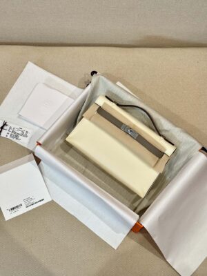 Hermès Kelly Pochette Nata, Gris Asphalt Swift Palladium Hardware