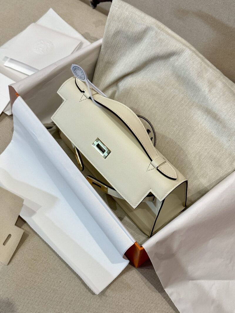 Hermès Kelly Pochette Craie, Silver Swift Palladium Hardware
