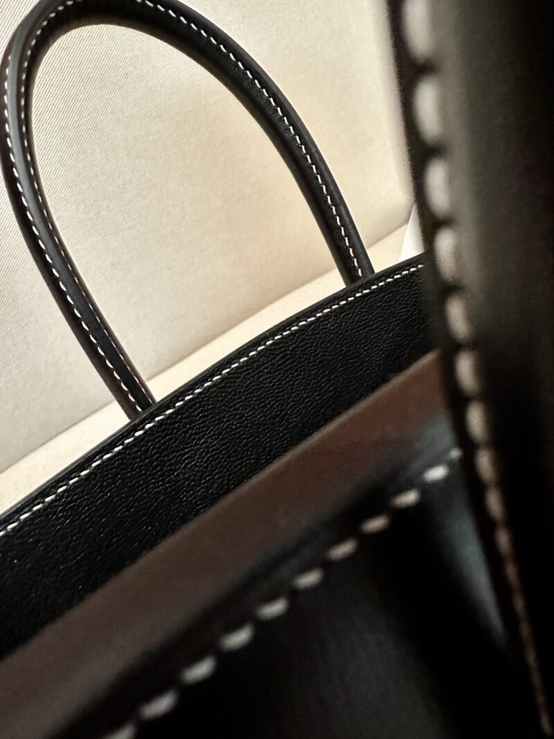 Hermès Birkin 25 Noir Box Palladium Hardware - Image 4