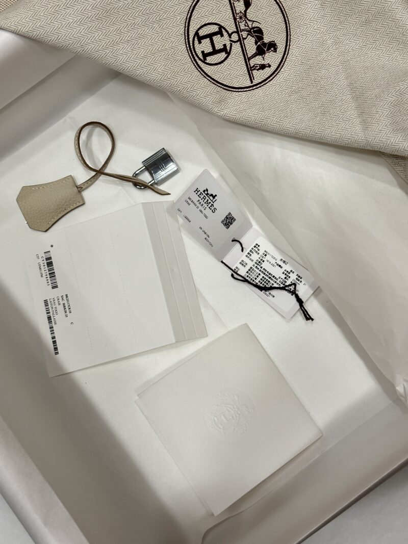 Hermès Birkin 25 Craie Togo Palladium Hardware - Image 6
