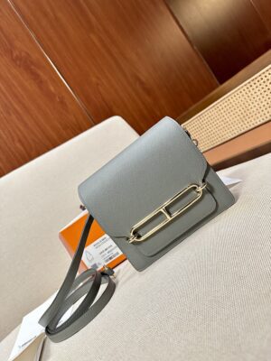 Hermès Roulis 19 Evercolor Gris Meyer Gold Hardware