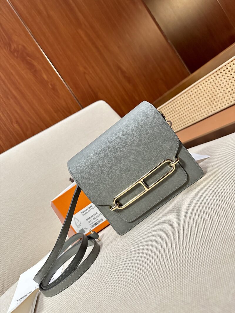 Hermès Roulis 19 Evercolor Gris Meyer Gold Hardware