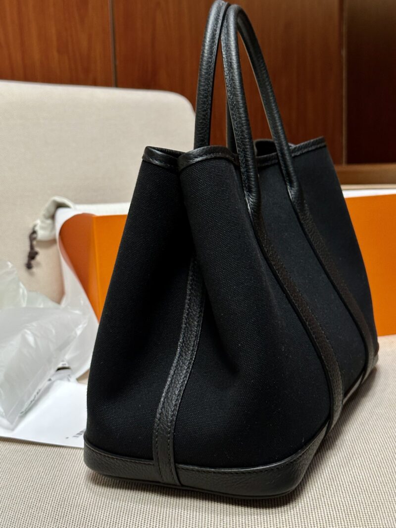 Hermès Garden Party 30 Canvas & Togo Noir Silver Hardware - Image 7
