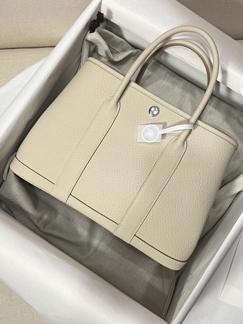 Hermès Garden Party 30 Country Leather Craie Silver Hardware