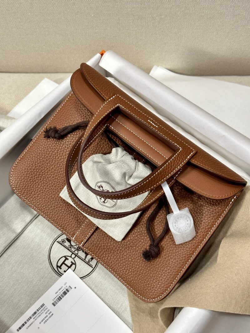 Hermès Halzan 25 Clemence Gold Silver Hardware - Image 3