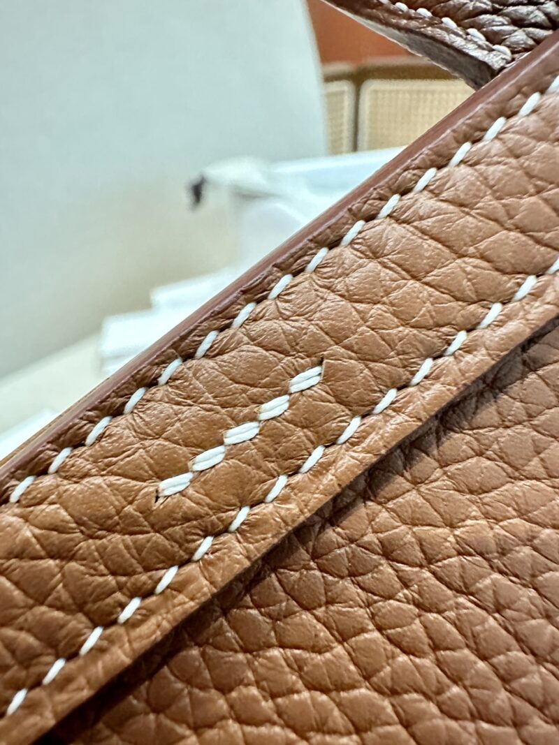 Hermès Halzan 25 Evercolor Gold Silver Hardware - Image 8
