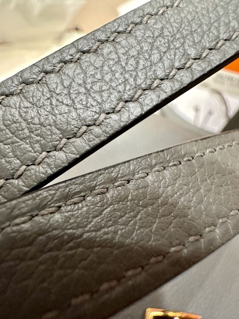 Hermès Halzan 25 Evercolor Gris Meyer Silver Hardware - Image 8