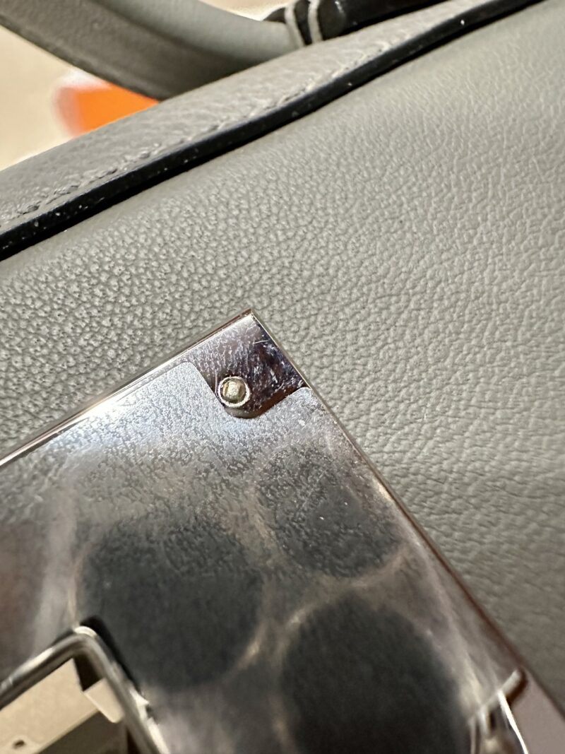 Hermès Mini Kelly 2424 Evercolor & Swift Gris Meyer Silver Hardware - Image 15