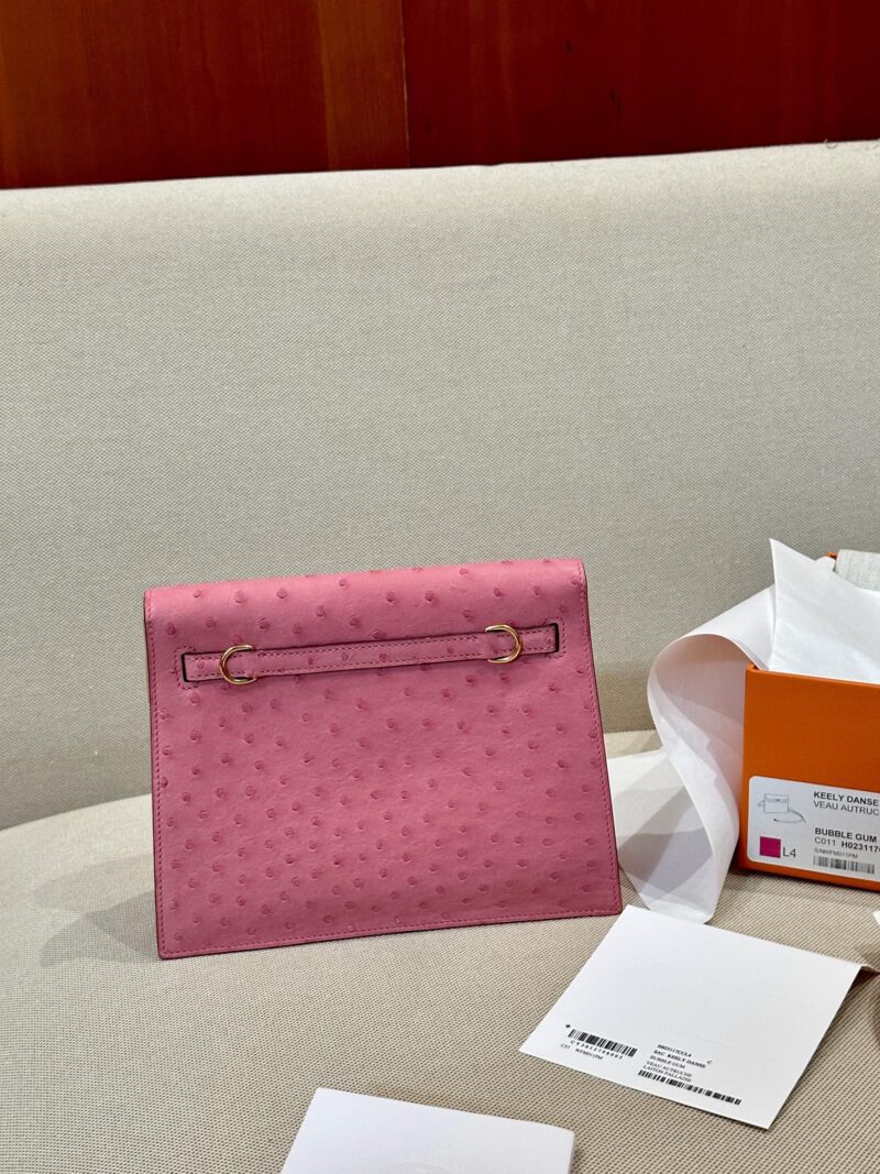 Hermès Kelly Danse 22 Ostrich Rose Bubble Gold Hardware - Image 5