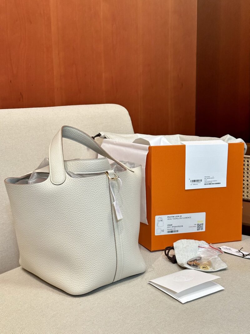 Hermès Picotin 22 Clemence Craie Gold Hardware
