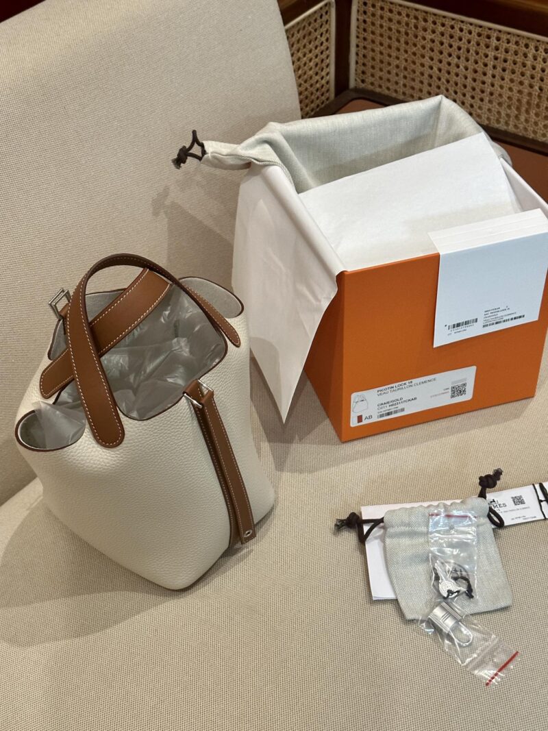 Hermès Picotin 18 Taurillon Clemence &Amp; Swift Craie &Amp; Gold Silver Hardware