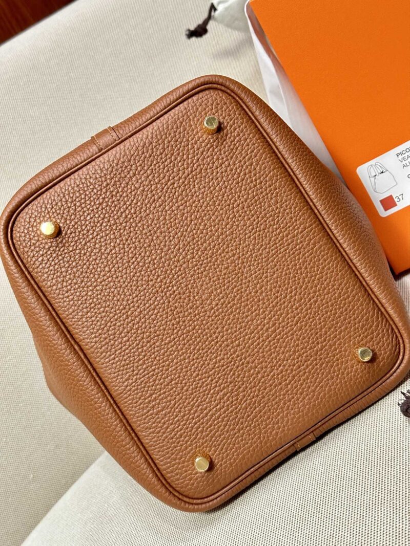 Hermès Picotin 22 Taurillon Clemence & Crocodile Gold Gold Hardware - Image 7