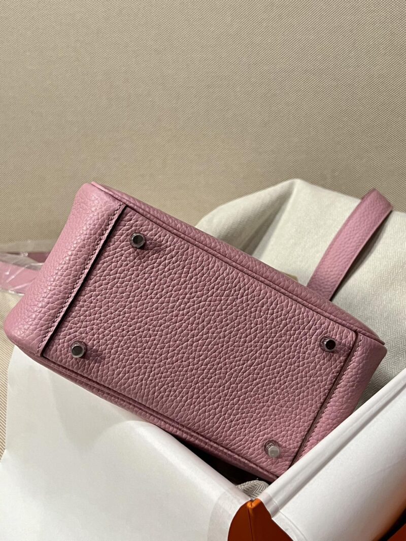 Hermès Mini Lindy 20 Taurillon Clemence Mauve Sylvestre Silver Hardware - Image 5