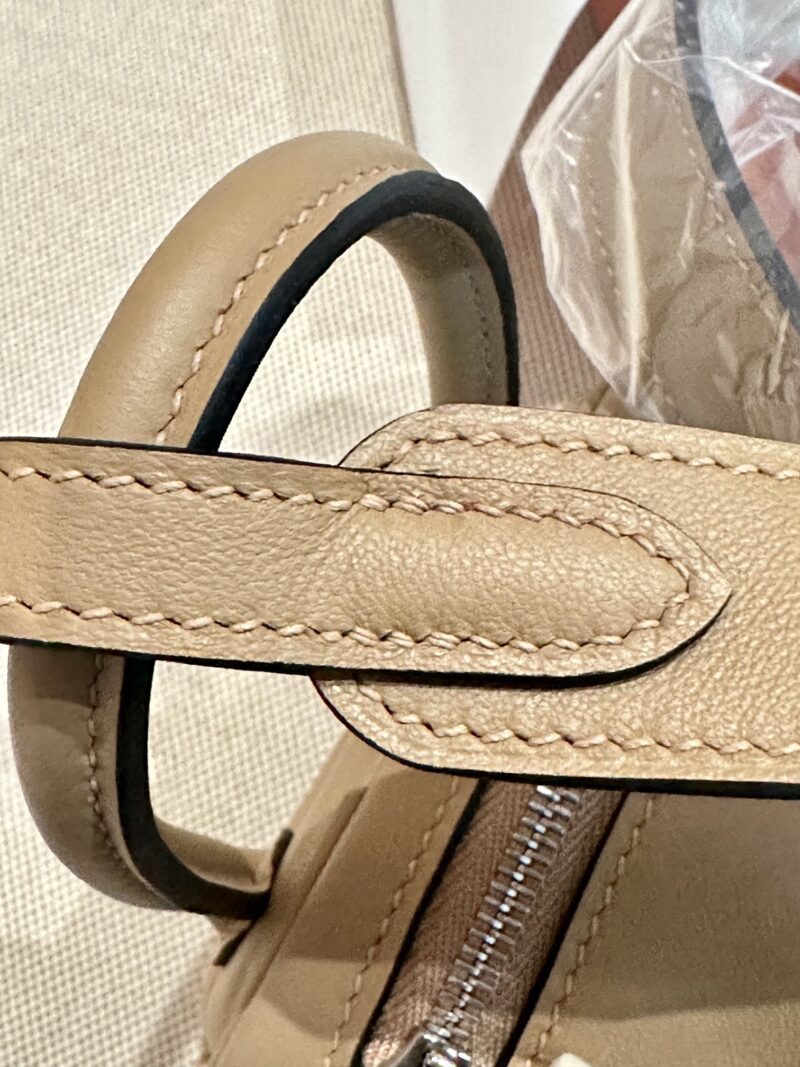 Hermès Mini Lindy 20 Swift Chai & Mauve Sylvestre Silver Hardware - Image 7
