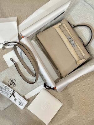 Hermès Mini Kelly 19 Epsom Gris Trench Silver Hardware