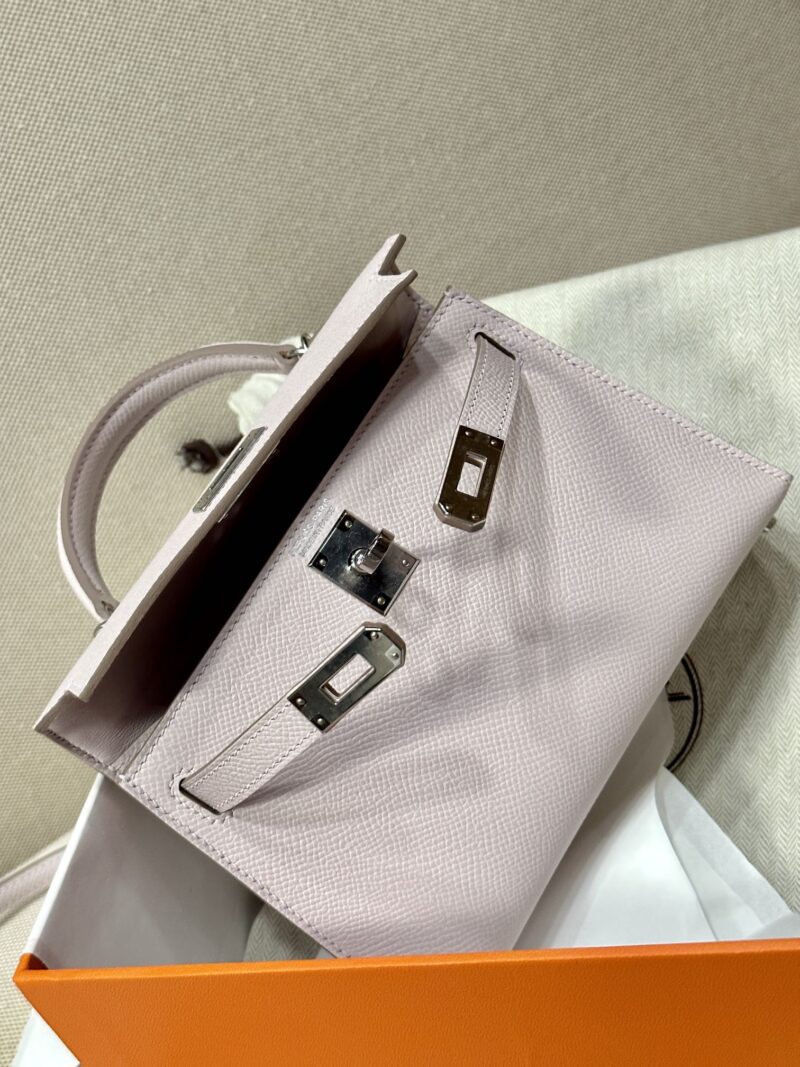 Hermès Mini Kelly 19 Epsom Mauve Pale Silver Hardware - Image 6